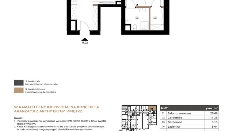 Rzut - Mieszkanie na sprzedaż 2 pokoje o powierzchni 45,21 m² - numer M02 w Apartamenty Królewska Huta