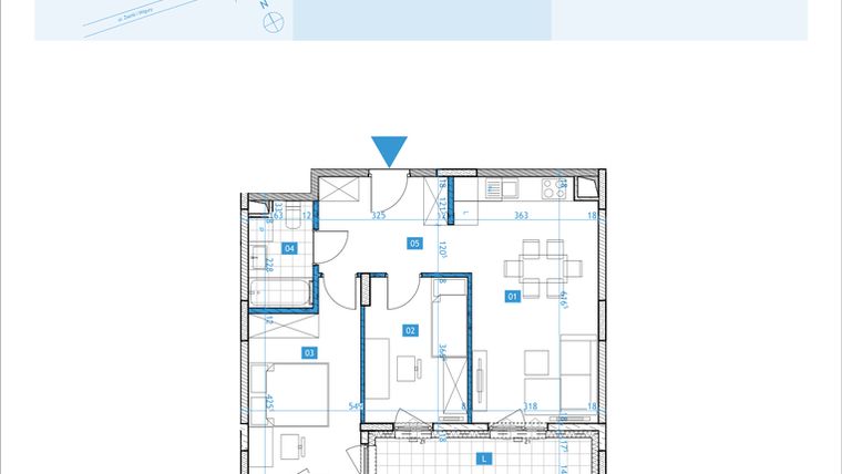 Rzut - Mieszkanie na sprzedaż 3 pokoje o powierzchni 55,83 m² - numer F22 w Osiedle Botaników etap F