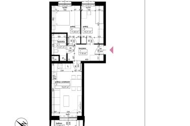 Rzut - Mieszkanie na sprzedaż 3 pokoje o powierzchni 52,1 m² - numer C/2/5/18 w Malta Wołkowyska etap III