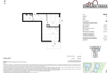 Rzut - Mieszkanie na sprzedaż 2 pokoje o powierzchni 42,15 m² - numer B5.25 w Lubelska Osada budynek B5