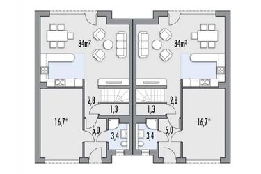 Rzut - Dom na sprzedaż 4 pokoje o powierzchni 124,7 m² - numer G w Kleszczewo Brzozowa