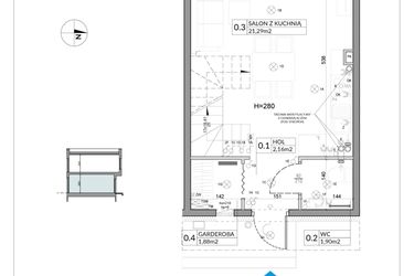 Rzut - Dom na sprzedaż 3 pokoje o powierzchni 62,16 m² - numer 22 w Boska Ksawerowska 2 etap 2