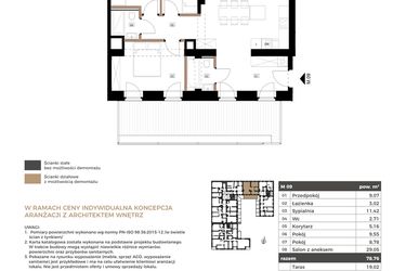 Rzut - Mieszkanie na sprzedaż 4 pokoje o powierzchni 78,76 m² - numer M09 w Apartamenty Królewska Huta