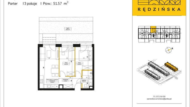 Rzut - Mieszkanie na sprzedaż 3 pokoje o powierzchni 51,57 m² - numer RD4A/A/05 w Rędzińska 4