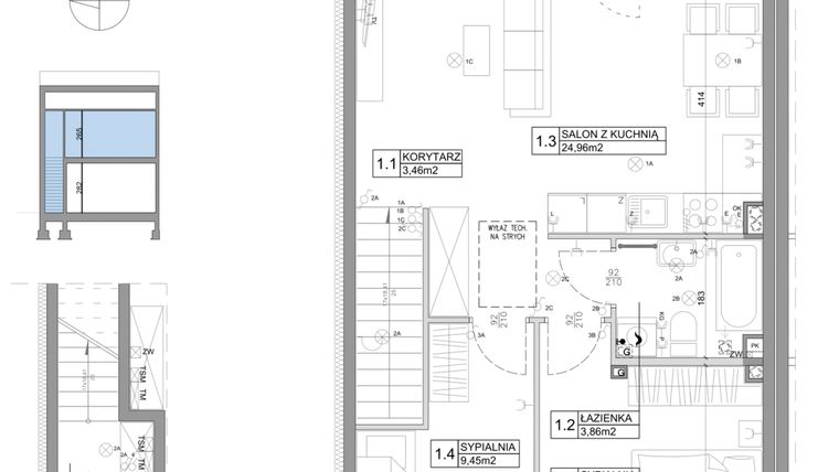 Rzut - Mieszkanie na sprzedaż 3 pokoje o powierzchni 61,95 m² - numer 50 w Boska Ksawerowska IV