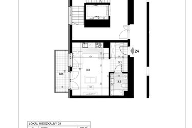 Rzut - Mieszkanie na sprzedaż 1 pokój o powierzchni 33,71 m² - numer C1.24 w Centralna 51C
