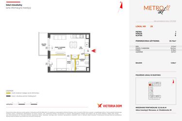 Rzut - Mieszkanie na sprzedaż 2 pokoje o powierzchni 35,15 m² - numer 28 w Metro Art 12
