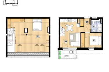 Rzut - Mieszkanie na sprzedaż 3 pokoje o powierzchni 61,9 m² - numer L-40 w Mickiewicza 21 Residence