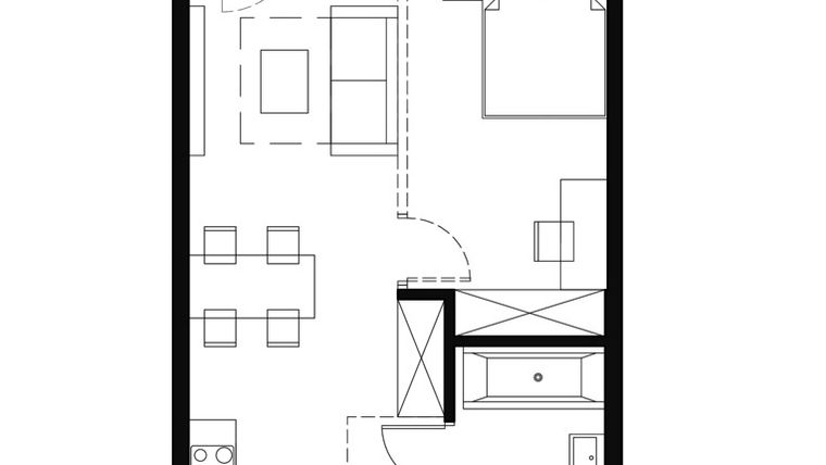 Rzut - Mieszkanie na sprzedaż 2 pokoje o powierzchni 38 m² - numer M2 w Triton Kampinos Klatka A