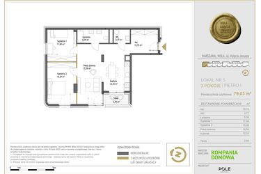 Rzut - Mieszkanie na sprzedaż 3 pokoje o powierzchni 79,03 m² - numer WKJ-LM-05 w Wola Księcia Janusza