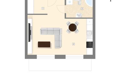 Rzut - Mieszkanie na sprzedaż 1 pokój o powierzchni 34,52 m² - numer C7 w Błękitne Aleje Etap XV