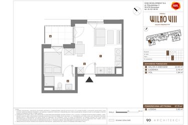 Rzut - Mieszkanie na sprzedaż 1 pokój o powierzchni 27,75 m² - numer A.6 w Osiedle Wilno VIII