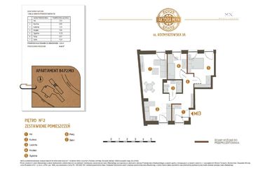Rzut - Mieszkanie na sprzedaż 3 pokoje o powierzchni 55,96 m² - numer B4.P2.M13 w Faktoria Młyn