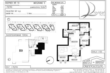 Rzut - Mieszkanie na sprzedaż 3 pokoje o powierzchni 55,6 m² - numer B10M5 w Przystań Rumia