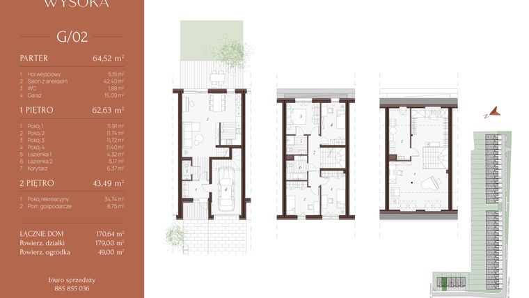 Rzut - Dom na sprzedaż 6 pokoi o powierzchni 170,64 m² - numer G/02 w Park Wysoka