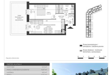 Rzut - Mieszkanie na sprzedaż 2 pokoje o powierzchni 40,72 m² - numer 92 w Ignatki Forest etap II