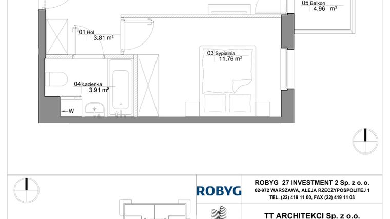Rzut - Mieszkanie na sprzedaż 2 pokoje o powierzchni 36,29 m² - numer SU3/A/1/1 w Sady Ursynów III