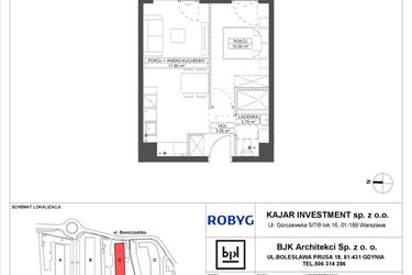 Rzut - Mieszkanie na sprzedaż 2 pokoje o powierzchni 34,43 m² - numer C.0M05 w Foresteria