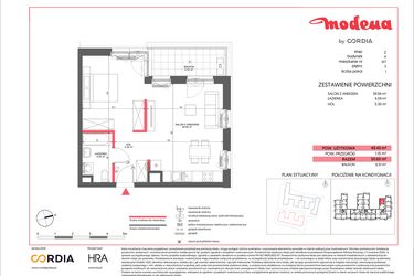 Rzut - Mieszkanie na sprzedaż 1 pokój o powierzchni 49,45 m² - numer A.017 w Modena II