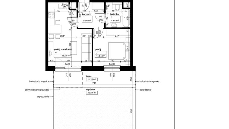 Rzut - Mieszkanie na sprzedaż 2 pokoje o powierzchni 41,02 m² - numer C/2/0/2 w Malta Wołkowyska etap III