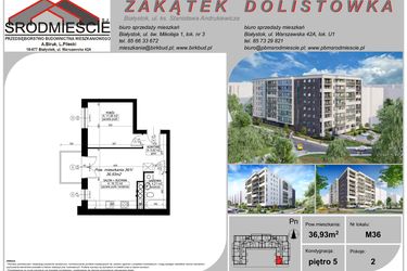 Rzut - Mieszkanie na sprzedaż 2 pokoje o powierzchni 36,93 m² - numer M36 w Zakątek Dolistówka - etap A