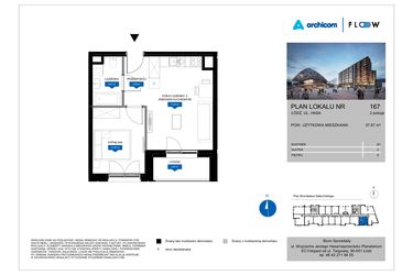 Rzut - Mieszkanie na sprzedaż 2 pokoje o powierzchni 37,87 m² - numer 167 w Flow