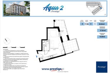 Rzut - Mieszkanie na sprzedaż 1 pokój o powierzchni 26,36 m² - numer F.126 w Bel Mare (Międzyzdroje)