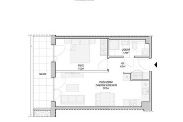 Rzut - Mieszkanie na sprzedaż 2 pokoje o powierzchni 42,64 m² - numer WO/T/13/23 w Wiszące Ogrody