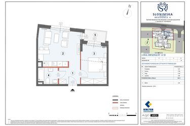 Rzut - Mieszkanie na sprzedaż 2 pokoje o powierzchni 38,31 m² - numer M35 w Słonimska Residence II
