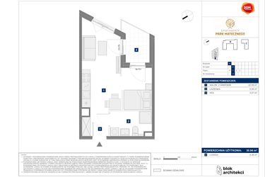 Rzut - Mieszkanie na sprzedaż 1 pokój o powierzchni 30,94 m² - numer A2 w Apartamenty Park Matecznego Etap 1