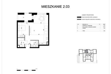 Rzut - Mieszkanie na sprzedaż 1 pokój o powierzchni 58,07 m² - numer M2.03 w Verde Casa