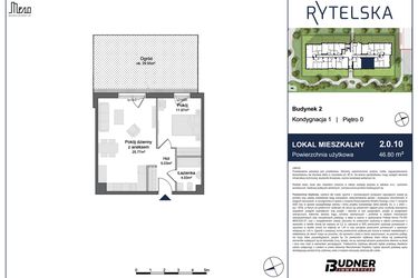 Rzut - Mieszkanie na sprzedaż 2 pokoje o powierzchni 46,8 m² - numer 2.0.10 w Rytelska