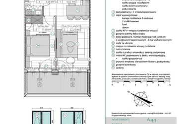 Rzut - Mieszkanie na sprzedaż 2 pokoje o powierzchni 42,87 m² - numer A.4.5 w Remedium