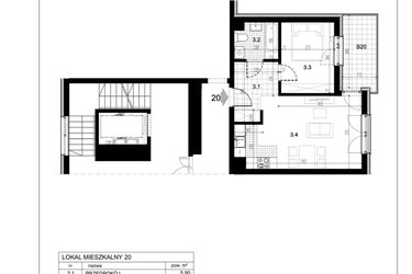Rzut - Mieszkanie na sprzedaż 2 pokoje o powierzchni 41,13 m² - numer C1.20 w Centralna II