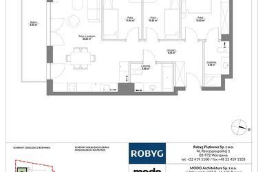 Rzut - Mieszkanie na sprzedaż 4 pokoje o powierzchni 84,07 m² - numer 1M06 w Piątkowo Residence