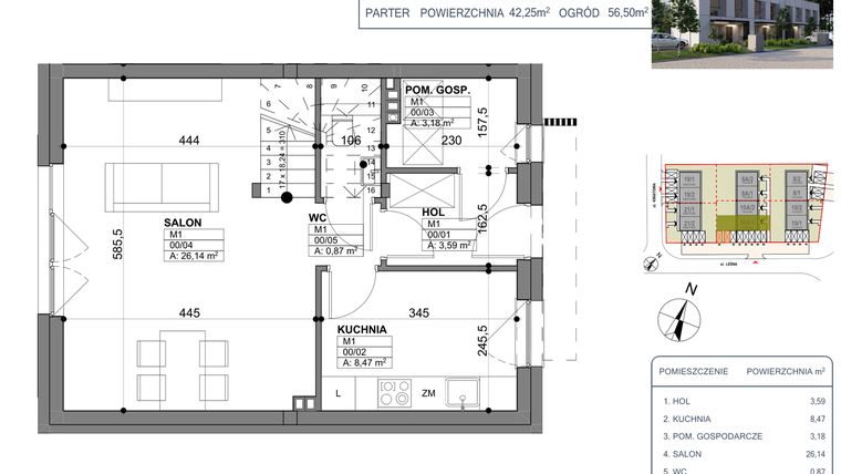 Rzut - Dom na sprzedaż 4 pokoje o powierzchni 84,73 m² - numer 10a/1 w Osiedle Leśny Zakątek