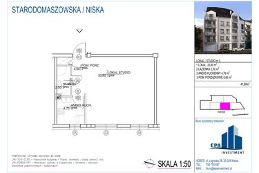 Rzut - Lokal użytkowy na sprzedaż 1 pokój o powierzchni 41,6 m² - numer L3 w Kamienica przy ul. Starodomaszowskiej