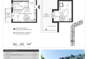 Rzut - Mieszkanie na sprzedaż 3 pokoje o powierzchni 75,14 m² - numer 117 w Ignatki Forest etap II