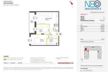Rzut - Mieszkanie na sprzedaż 3 pokoje o powierzchni 56,76 m² - numer 16 w Neo Nova Ochota 6