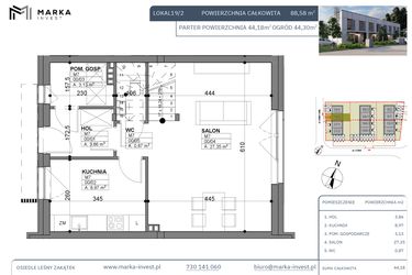 Rzut - Dom na sprzedaż 4 pokoje o powierzchni 88,58 m² - numer 19/2 w Osiedle Leśny Zakątek