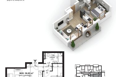 Rzut - Mieszkanie na sprzedaż 2 pokoje o powierzchni 36,82 m² - numer 20 w Piano Park etap V