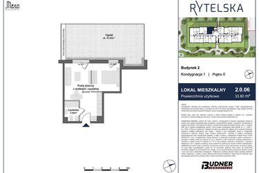 Rzut - Mieszkanie na sprzedaż 1 pokój o powierzchni 33,8 m² - numer 2.0.06 w Rytelska