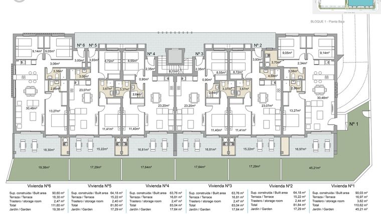 Rzut - Mieszkanie na sprzedaż 3 pokoje o powierzchni 109,95 m² - numer PB-PB-1 w Apartamenty w Pilar de la Horadada - 35274430