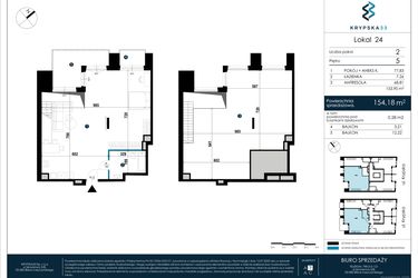 Rzut - Mieszkanie na sprzedaż 4 pokoje o powierzchni 154,18 m² - numer M24 w Krypska 33