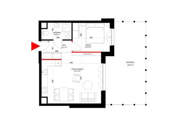 Rzut - Mieszkanie na sprzedaż 2 pokoje o powierzchni 46,55 m² - numer F.0.3 w INSPIRE ETAP V – bud. F, G