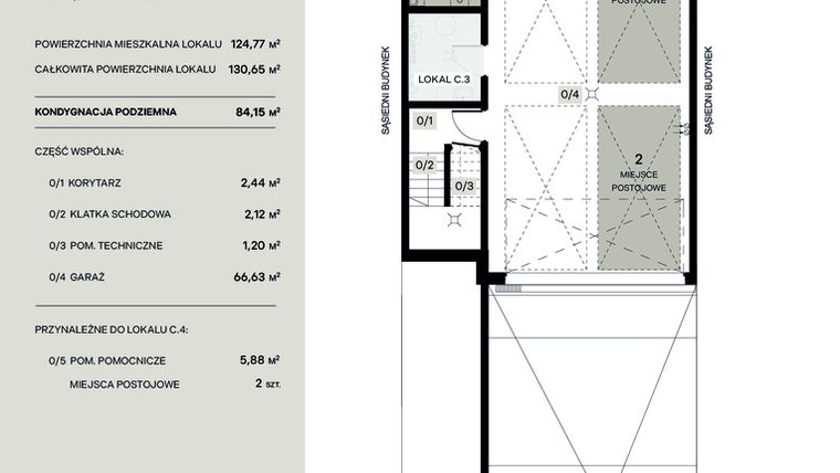 Rzut - Mieszkanie na sprzedaż 5 pokoi o powierzchni 124,77 m² - numer C.4 w Wiązana Residence