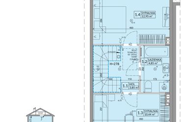 Rzut - Dom na sprzedaż 3 pokoje o powierzchni 68,42 m² - numer 11B w Osiedle Słoneczne etap II