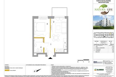 Rzut - Mieszkanie na sprzedaż 2 pokoje o powierzchni 35,76 m² - numer I.44 w Osiedle Natura Life budynki GHI