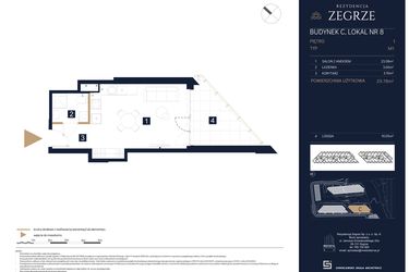 Rzut - Mieszkanie na sprzedaż 1 pokój o powierzchni 29,78 m² - numer C8 w Rezydencja Zegrze etap III