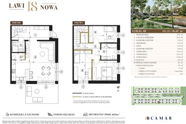 Rzut - Mieszkanie na sprzedaż 4 pokoje o powierzchni 96,8 m² - numer 4B w Lawinowa 18
